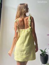Gorgeous Lemon Yellow Spaghetti Strap Appliques A-line Short Mini Dress Homecoming Dress
